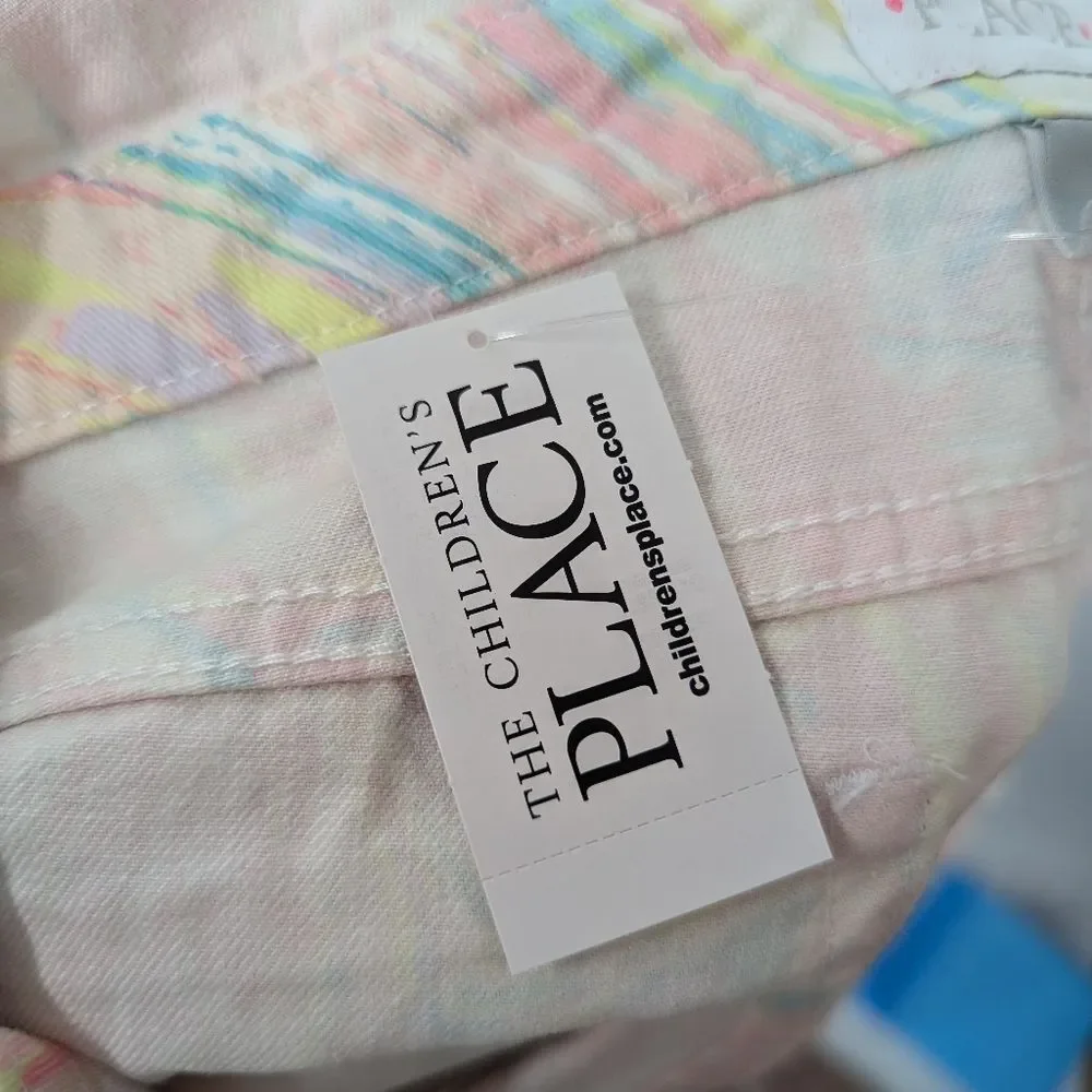 The Children's Place Pastel Pink Marble Print Twill Shortalls Overalls 12 NWT